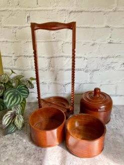 Vintage Wood Asian Stacking Bowls, Tiffin Box -CHAIRISH Shop vintage wood asian stacking bowls tiffin box 5768