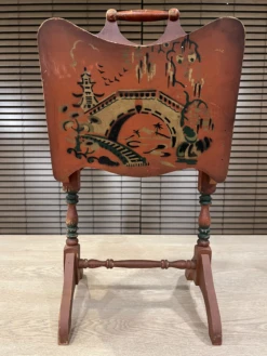 Vintage Wooden Magazine / Newspaper Rack Organizer With Chinoiserie Artwork -CHAIRISH Shop vintage wooden magazine newspaper rack organizer with chinoiserie artwork 7870