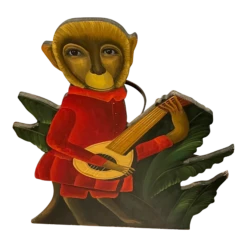 Vintage Wooden Monkey And Lyre Fornasetti-Style Umbrella Stand