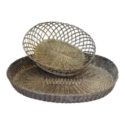 Vintage Woven Silver-Plate Basket & Tray