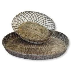 Vintage Woven Silver-Plate Basket & Tray -CHAIRISH Shop vintage woven silver plate basket and tray 8355