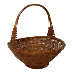 Vintage Woven Wicker Gathering Basket