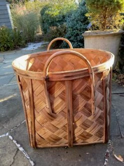 Vintage Woven Wicker Large Two Handled Basket -CHAIRISH Shop vintage woven wicker large two handled basket 3912