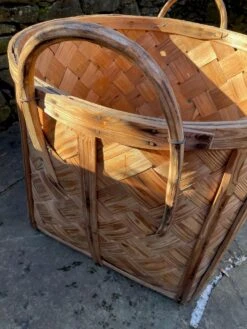 Vintage Woven Wicker Large Two Handled Basket -CHAIRISH Shop vintage woven wicker large two handled basket 7931